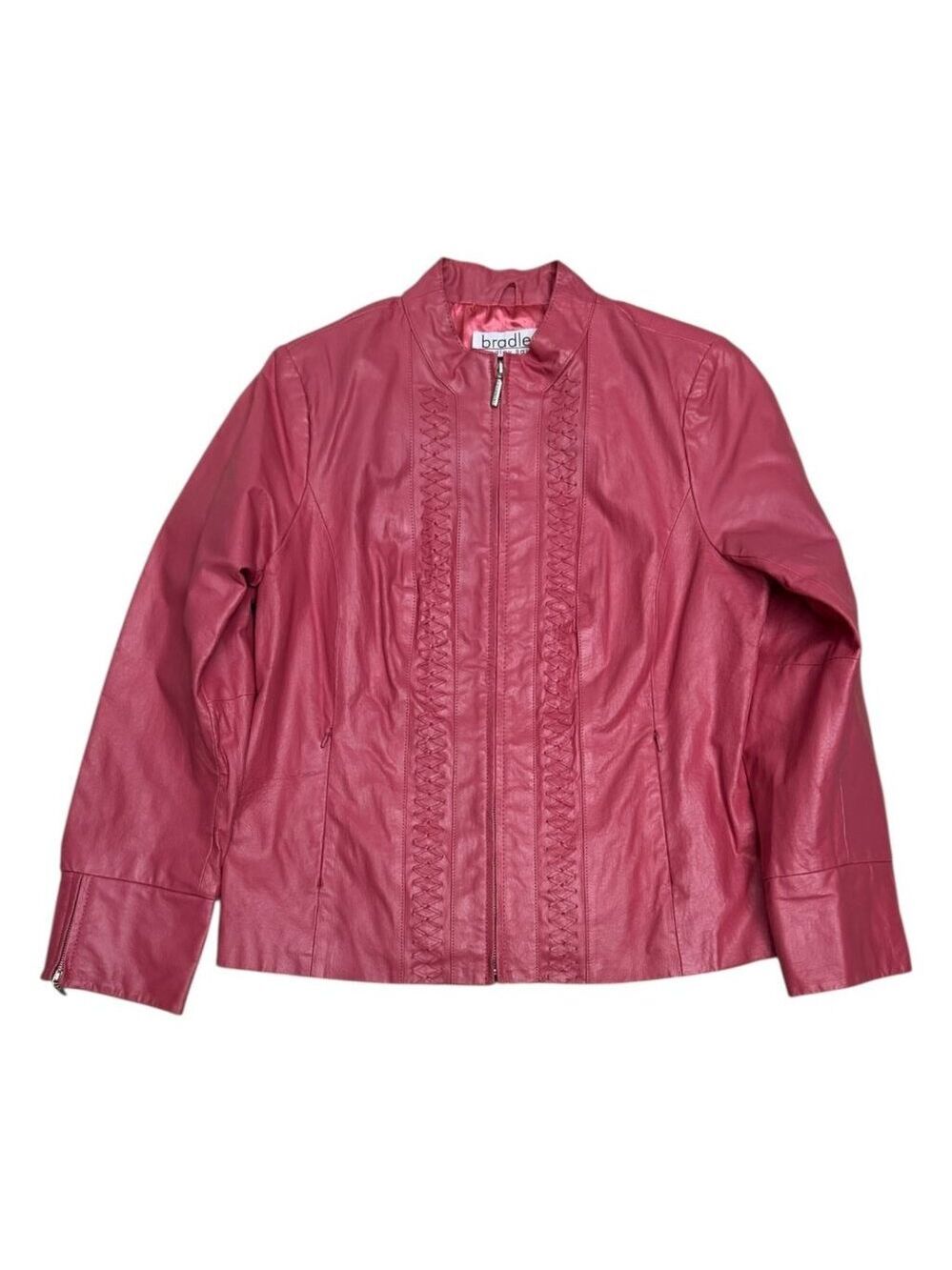 BRADLEY BAYOU Genuine Leather Pink Designer Vintage Y2K Jacket Womens Medium